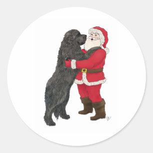 Newfoundland Jowly Kerstgroet Ronde Sticker