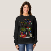 Newfoundland kerstboom lampjes Funny Dog Xmas Trui (Voorkant volledig)