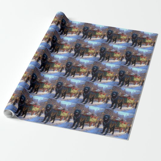 Newfoundland Kerstfeest Periode Cadeaupapier (Uitgerold)
