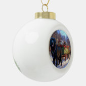 Newfoundland Kerstfeest Periode Keramische Bal Ornament (Links)