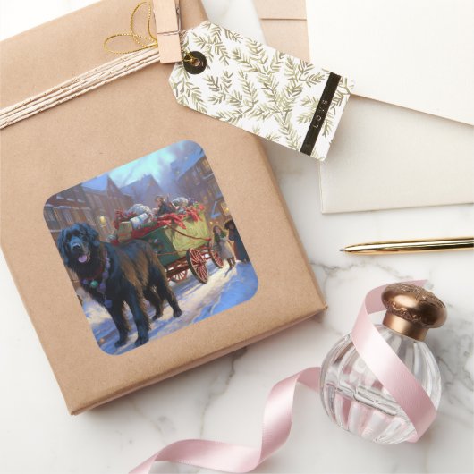 Newfoundland Kerstfeest Periode Vierkante Sticker (Geschenken)