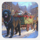 Newfoundland Kerstfeest Periode Vierkante Sticker (Voorkant)