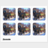 Newfoundland Kerstfeest Periode Vierkante Sticker (Vel)