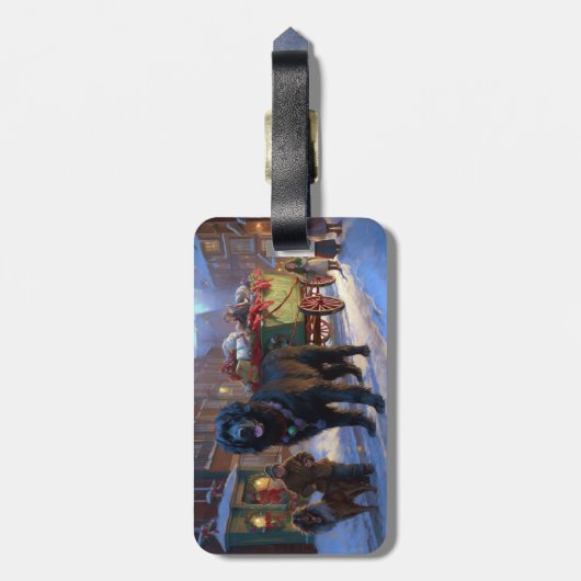 Newfoundland Kerstfeest Seizoen Bagagelabel (Achterkant verticaal)