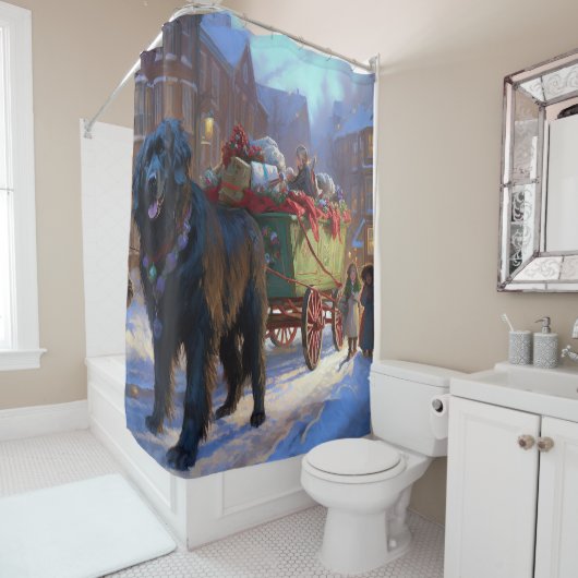 Newfoundland Kerstfeest Seizoen Douchegordijn (In situ)