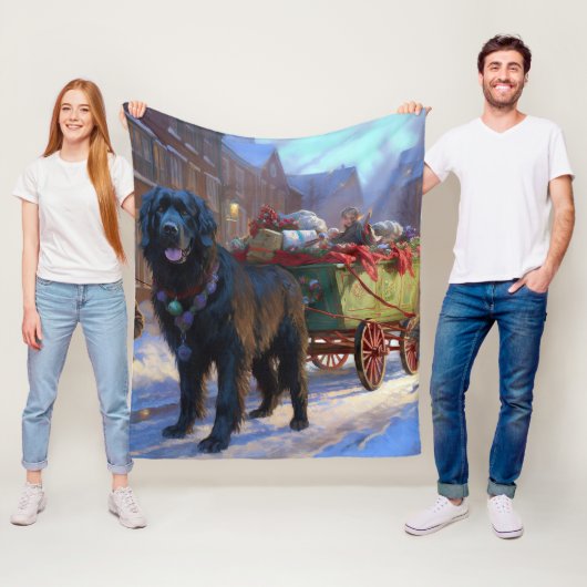 Newfoundland Kerstfeest Seizoen Fleece Deken (In situ)