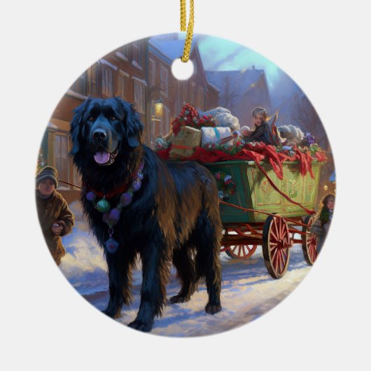 Newfoundland Kerstfeest Seizoen Keramisch Ornament (Voorkant)