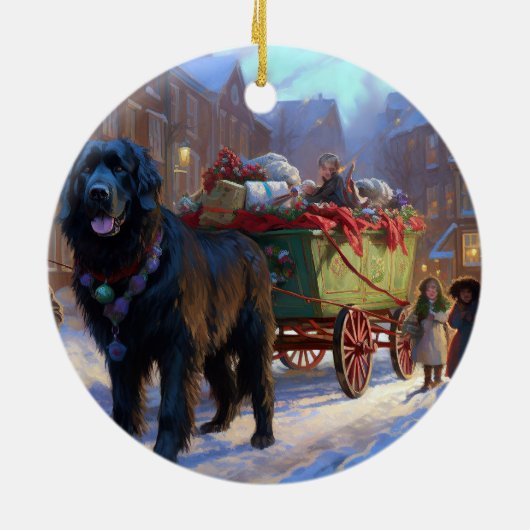 Newfoundland Kerstfeest Seizoen Keramisch Ornament (Achterkant)