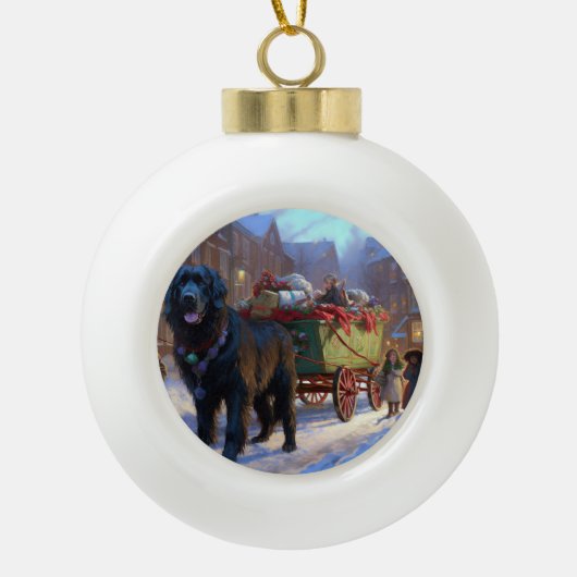 Newfoundland Kerstfeest Seizoen Keramische Bal Ornament (Voorkant)