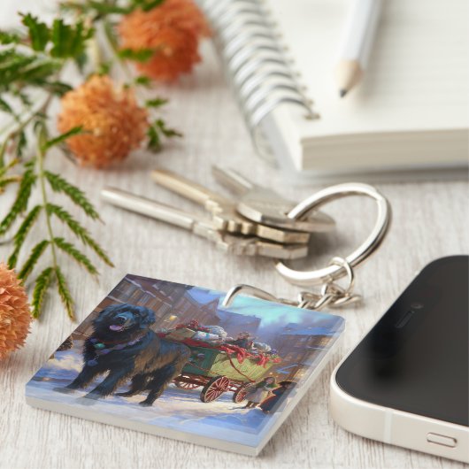 Newfoundland Kerstfeest Seizoen Sleutelhanger (Voorkant Rechts)