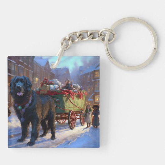 Newfoundland Kerstfeest Seizoen Sleutelhanger (Achterkant)
