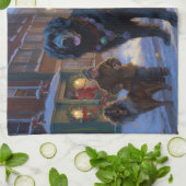 Newfoundland Kerstfeest Seizoen Theedoek (Gevouwen)