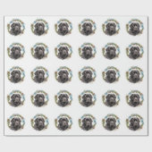 Newfoundland Kerstkrans Feestelijke Pup Cadeaupapier (Vlak)