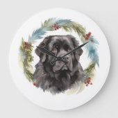 Newfoundland Kerstkrans Feestelijke Pup Grote Klok (Voorkant)