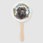 Newfoundland Kerstkrans Feestelijke Pup Handwaaier (Achterkant)