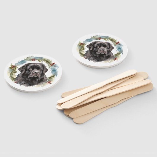 Newfoundland Kerstkrans Feestelijke Pup Handwaaier (Niet-gemonteerd)