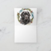 Newfoundland Kerstkrans Feestelijke Pup Kaart (Binnen)