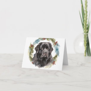 Newfoundland Kerstkrans Feestelijke Pup Kaart