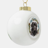 Newfoundland Kerstkrans Feestelijke Pup Keramische Bal Ornament (Links)