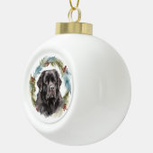 Newfoundland Kerstkrans Feestelijke Pup Keramische Bal Ornament (Rechts)