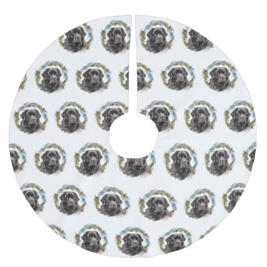 Newfoundland Kerstkrans Feestelijke Pup Kerstboom Rok (Voorkant)