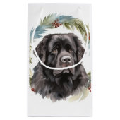 Newfoundland Kerstkrans Feestelijke Pup Klein Cadeauzakje (Achterkant)