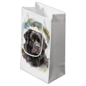 Newfoundland Kerstkrans Feestelijke Pup Klein Cadeauzakje (Achterkant Gekanteld)