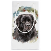 Newfoundland Kerstkrans Feestelijke Pup Klein Cadeauzakje (Voorkant)