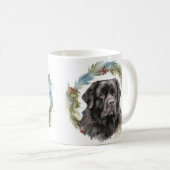 Newfoundland Kerstkrans Feestelijke Pup Koffiemok (Voorkant rechts)