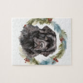 Newfoundland Kerstkrans Feestelijke Pup Legpuzzel (Horizontaal)