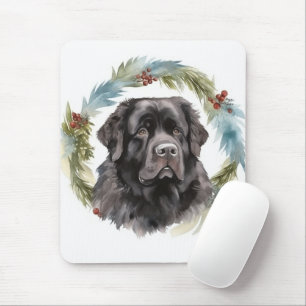 Newfoundland Kerstkrans Feestelijke Pup Muismat