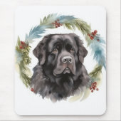 Newfoundland Kerstkrans Feestelijke Pup Muismat (Voorkant)