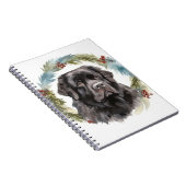 Newfoundland Kerstkrans Feestelijke Pup Notitieboek (Rechterzijde)