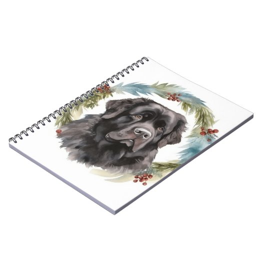Newfoundland Kerstkrans Feestelijke Pup Notitieboek (Linkerzijde)