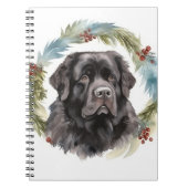 Newfoundland Kerstkrans Feestelijke Pup Notitieboek (Voorkant)