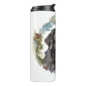 Newfoundland Kerstkrans Feestelijke Pup Thermosbeker (Gedraaid links)