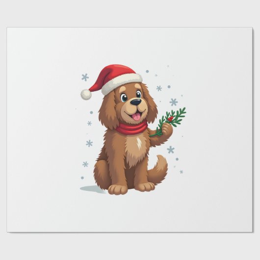 Newfoundland Kerstman Hoed Cadeaupapier (Vlak)