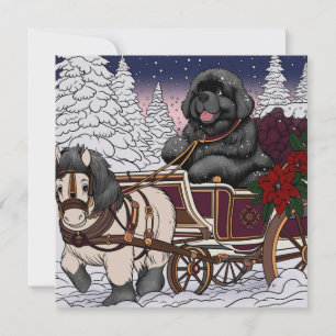 Newfoundland Kerstman slee Feestdagenkaart