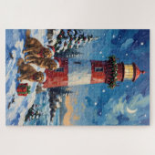 Newfoundland Kerstmis Vuurtoren Vakantie Legpuzzel (Horizontaal)