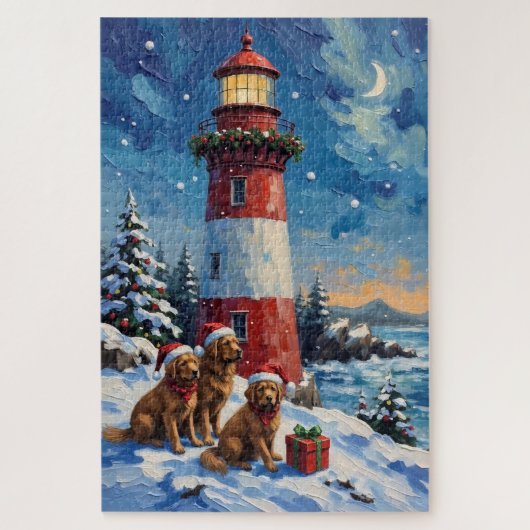 Newfoundland Kerstmis Vuurtoren Vakantie Legpuzzel (Verticaal)