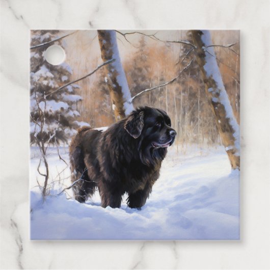 Newfoundland laat het sneeuwen Kerstmis Bedankjes Labels (Voorkant)