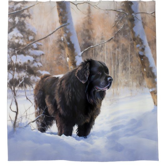 Newfoundland laat het sneeuwen Kerstmis Douchegordijn (Voorkant)