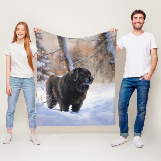 Newfoundland laat het sneeuwen Kerstmis Fleece Deken (In situ)
