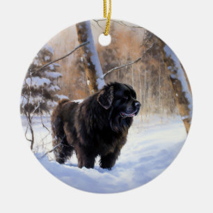 Newfoundland laat het sneeuwen Kerstmis Keramisch Ornament