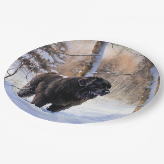 Newfoundland laat het sneeuwen Kerstmis Papieren Bordje (Gekanteld)