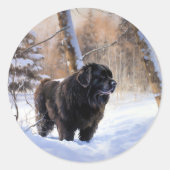 Newfoundland laat het sneeuwen Kerstmis Ronde Sticker (Voorkant)