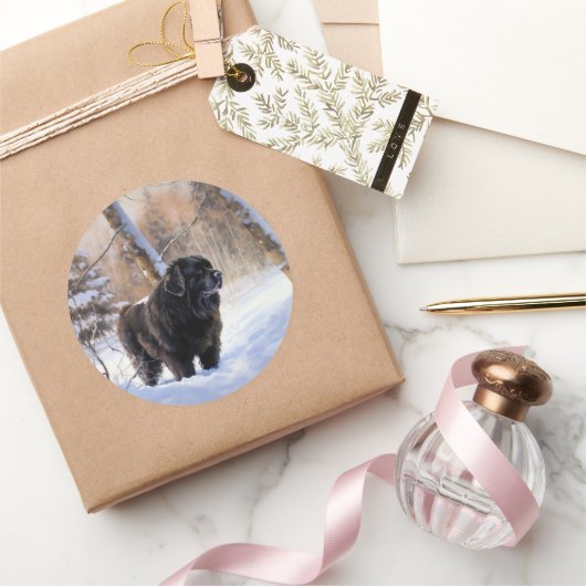 Newfoundland laat het sneeuwen Kerstmis Ronde Sticker (Geschenken)