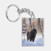 Newfoundland laat het sneeuwen Kerstmis Sleutelhanger (Voorkant Links)