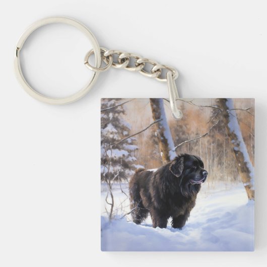 Newfoundland laat het sneeuwen Kerstmis Sleutelhanger (Voorkant)