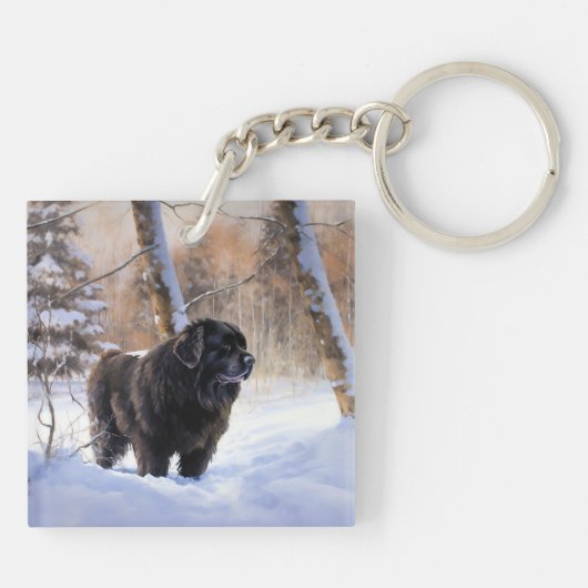 Newfoundland laat het sneeuwen Kerstmis Sleutelhanger (Achterkant)